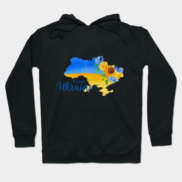 Save Ukraine, design with flower map of Ukraine Hoodie by g14u